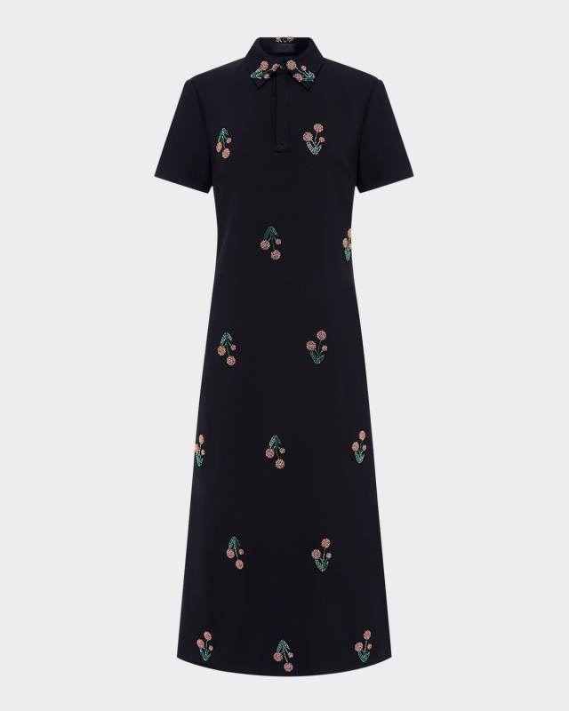Nadine Wildflower Embellished Midi Shirtdress